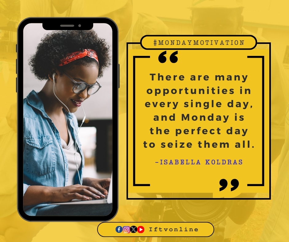 iftvonline's tweet photo. #MondayMotivation
" ... Monday is the perfect day to seize them all"
Love what we are doing?
Kindly like, share and follow us for more.
Wishing you a glorious week🥳♥️
#inspiration #instaquote #Filmmaker #filmmaking #photography #mondayvibes #iftvonline #impressionfilms https://t.co/qboXSOIa3R
