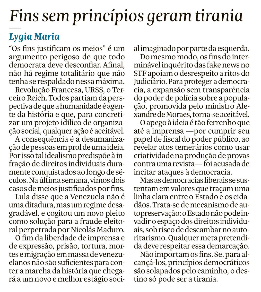 AlexSchwartsman's tweet photo. Adoraria ter escrito esta coluna da ⁦@lygia_maria⁩ https://t.co/TIjUYWMbm1