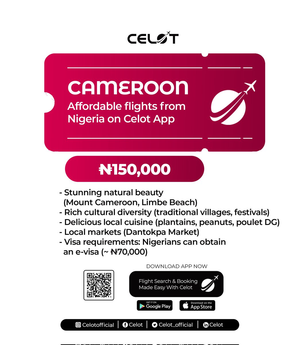 celot_official's tweet photo. Which of these locations are you most likely to add to your bucket list?

Happy New Week! 🎉😊
Don't forget to book cheap flights on Celot. 

#celot #affordableflightsdeals #flightbookingapp #happynewweek❤️ #affordabledestinations
Trends: Peter Obi #WhatsApp Davido Abel Damina Jerry Eze Alex Otti