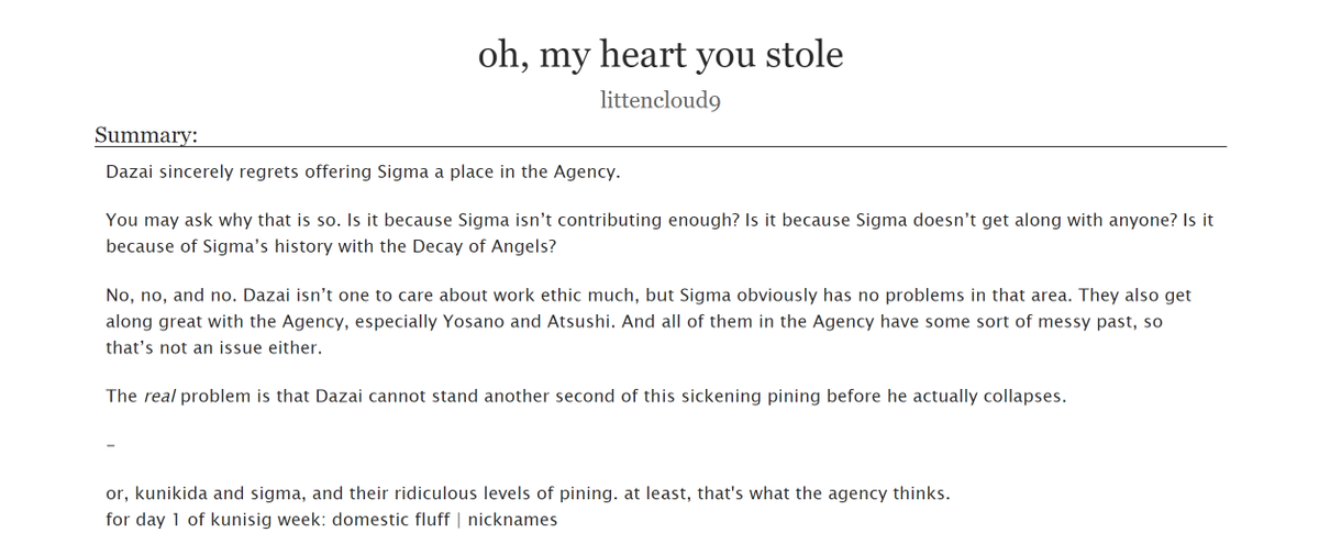 littencloud9's tweet photo. #bsd #kunisig #kunikidadoppo #sigma 

💫 general audience, 2.7k, kunisig + ADA
💫 for day 1 of #kunisigweek / @KunisigWeek : domestic fluff | nicknames

https://t.co/TmAAyXnllO https://t.co/EITTCQRoC6