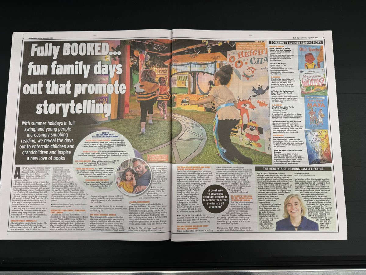 Thank you <a href="/kathopps/">Kat Hopps</a> for this lovely feature in today’s <a href="/Daily_Express/">Daily Express</a>, encouraging parents and children to discover a love of reading during the summer holidays and beyond 📚☀️<a href="/Booktrust/">BookTrust</a>