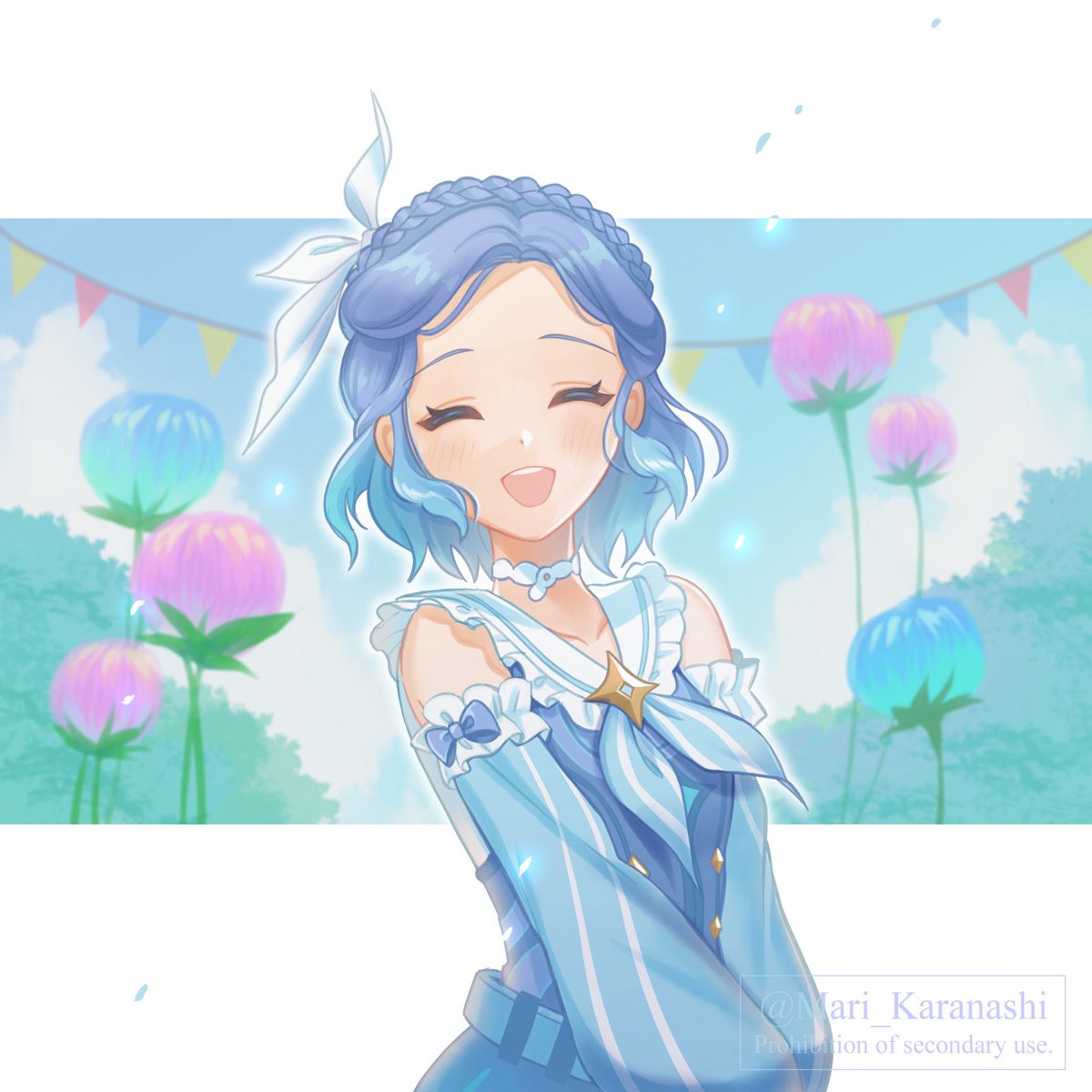 「#青い画像で涼を感じよう 」|カラナシ マリのイラスト
