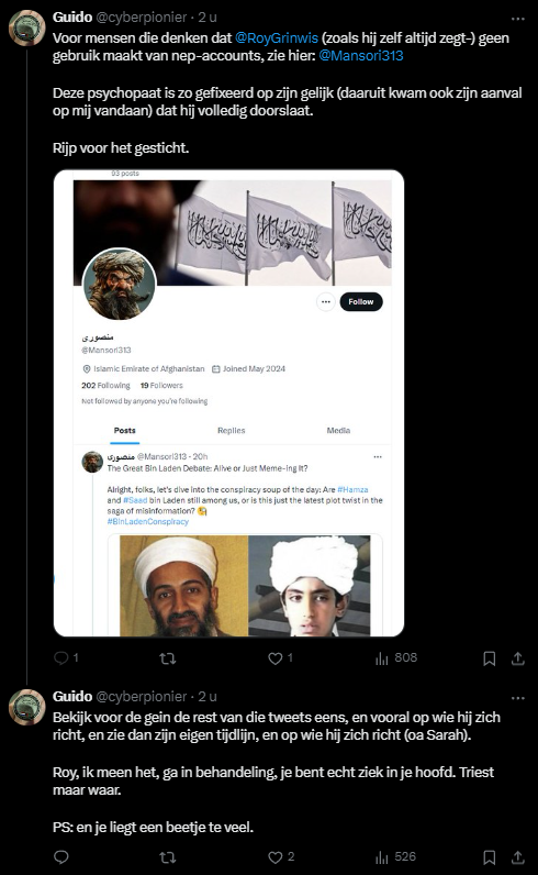 RoyGrinwis's tweet photo. Onze #TwitterSpion @Cyberpionier lijkt nog steeds niet te beseffen dat hij na een leven vol list en bedrog meer vijanden heeft gemaakt dan alleen ik.

Misschien is het een van de investeerders die door jou duizenden euro's heeft verloren, of iemand die in de schuldsanering terecht is gekomen door jouw mooie praatjes. Het zou ook een Afghaan kunnen zijn aan wie je een beter leven beloofde, maar vervolgens van de ene op de andere dag niets meer liet horen. Of misschien een ex-partner wiens naaktfoto's je online zou plaatsen, of een vriendin die je bedreigde met een foto van je pistool. Of misschien is het gewoon iemand op #Twitter/ #X die doorziet dat je onzin verkoopt.

Dan stellen die 570 mensen waaraan je een boek hebt beloofd en al 1,5 jaar wachten niets voor.