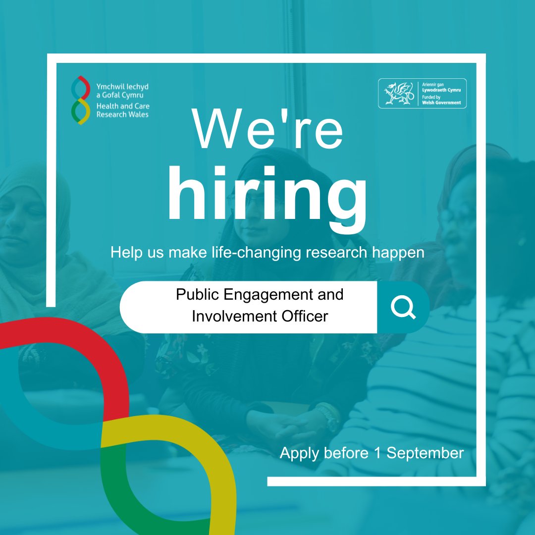 Could you be our Public Engagement and Involvement Officer?

If you’re passionate about ensuring research is relevant to the people of Wales this could be the role for you.

Apply before 1 Sept: pthb.nhs.wales/working-for-us…

#NHSJobs #PPIE