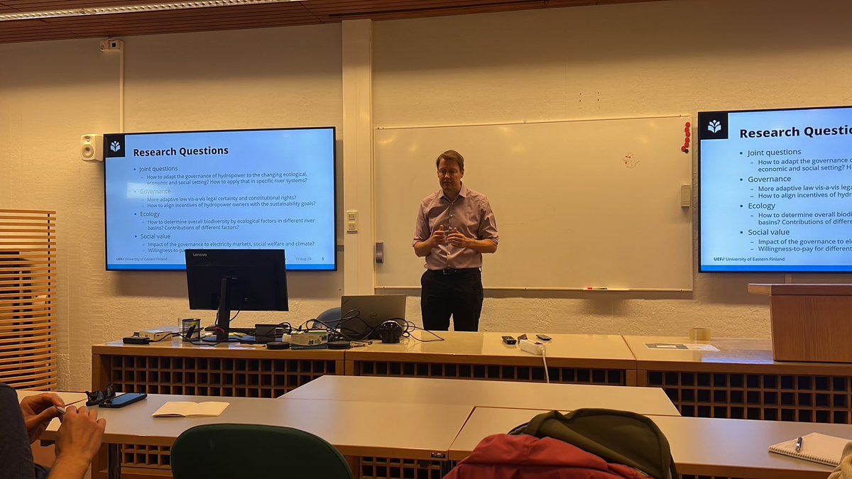 Niko Soininen (@niko_soininen) on Twitter photo Our #SusHydro project dealing with re-governing existing hydropower projects to reach Good Ecological Status of waters is coming to a close. <a href="/anttibeli/">Antti Belinskij</a> (<a href="/UEFLawSchool/">UEF Law School</a> & <a href="/SYKEint/">Finnish Environment Institute (Syke)</a>) opening the closing seminar of the project. Our #SusHydro project dealing with re-governing existing hydropower projects to reach Good Ecological Status of waters is coming to a close. <a href="/anttibeli/">Antti Belinskij</a> (<a href="/UEFLawSchool/">UEF Law School</a> & <a href="/SYKEint/">Finnish Environment Institute (Syke)</a>) opening the closing seminar of the project.