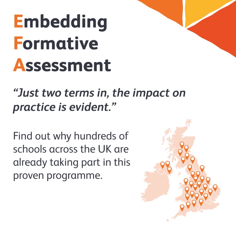 ssat's tweet photo. Join us for a free Embedding Formative Assessment briefing 24 September

Register here: https://t.co/u0XauZK4sa

#education #EEF #school #EFA