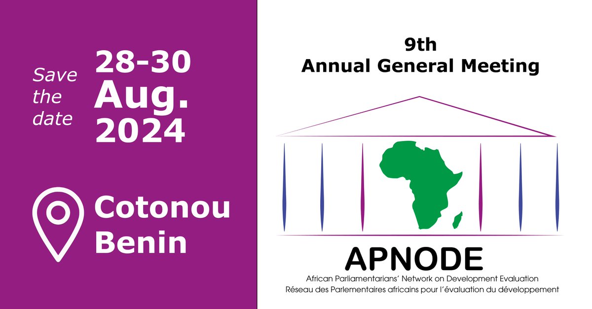 28-30 Aug, 2024, MPs &amp; #APNODE partners will gather in Cotonou 🇧🇯. This year’s AGM: “A Decade of Strengthening the Capacity of African Parliamentarians for Better Legislation, Quality Oversight, and Public Policy Evaluation". idev.afdb.org/en/event/apnod…