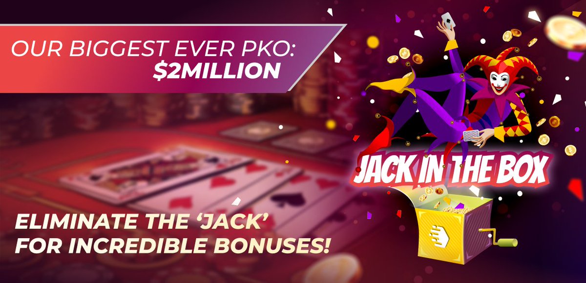 jackpokerX's tweet photo. 126 action-packed PKO series over 3 weeks! Knock out the ‘Jack’ or be the last man standing to claim incredible bonuses. 
Learn more » https://t.co/M6S22jiE7u 
#jackpoker #jackinthebox #begambleaware https://t.co/ddYA8fY5F8