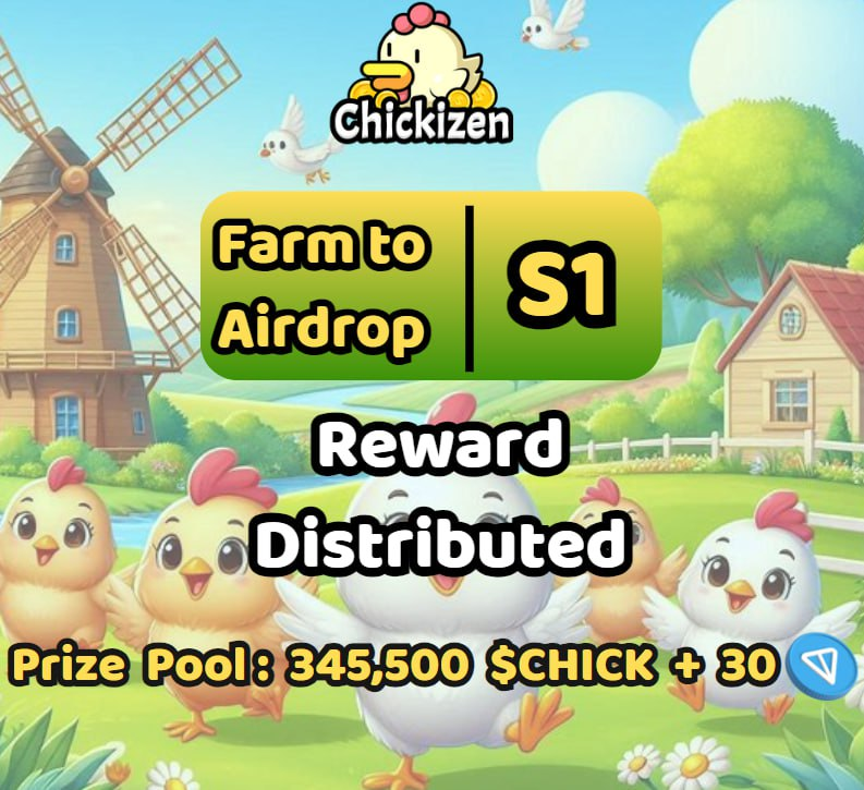 chickizenTON's tweet photo. 🚀 Farm to Airdrop Season 1 Rewards Distributed! 🚀
The prize pool of 345,000 $CHICK + 30 TON has been distributed! 🏆 Check your accounts now!
Rewards are based on leaderboard positions. See the details here: https://t.co/CA2lk95I8R
#Chickizen #FarmToAirdrop #Rewards #CHICKPower
----------------------------------
🚀 Награды за Farm to Airdrop Season 1 распределены! 🚀
Призовой фонд в размере 345,000 $CHICK + 30 TON уже распределен! 🏆 Проверьте свои аккаунты!
Награды распределены на основе позиций в таблице лидеров. Подробнее здесь: https://t.co/CA2lk95I8R
#Chickizen #FarmToAirdrop #Rewards #CHICKPower
