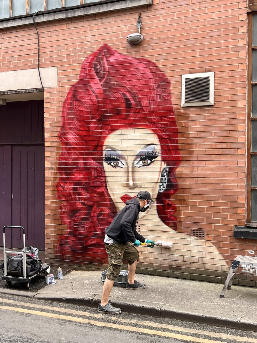 CarlAustinBehan's tweet photo. A massive THANK YOU to @ManchesterPride community fund. A few weeks ago the @Divinadecampo mural had been defaced, with support from the fund, original artist @Akse_P19 was able to restore it to its former glory looking fabulous in time 4 #ManchesterPrideFrstival @MCCCityCentre https://t.co/kvpom0XZPp