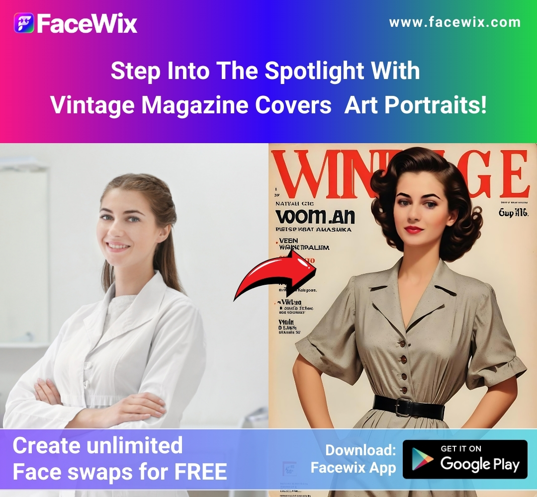 facewixofficial's tweet photo. Become the Glamorous Star of a Vintage Magazine Cover! 💃📰
👉 Create Your Vintage Cover Now! https://t.co/5F5Efi0LYs
Ever dreamt of gracing the cover of a classic magazine? With Facewix.
#Facewix #VintageGlamour #FaceSwapFun #RetroCover https://t.co/PrSUZE6kWn