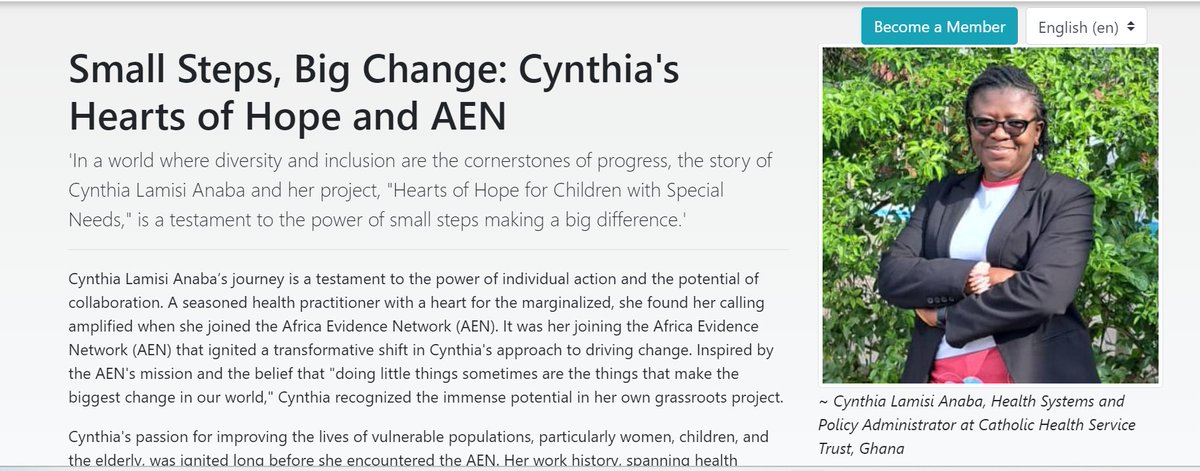 Africa_evidence's tweet photo. Enjoy reading a story of change by Cynthia Lamisi Anaba, a Health Systems and Policy Administrator at @CHST_GHANA as part of the #AfricaEvidenceWeek2024 celebrations: https://t.co/588Bg7783j. Her narrative underscores the importance of grassroots initiatives and the potential of individuals to shape the world around them. Through their efforts, Cynthia and her team are not just changing lives; they are building a legacy of compassion, inclusion, and hope.