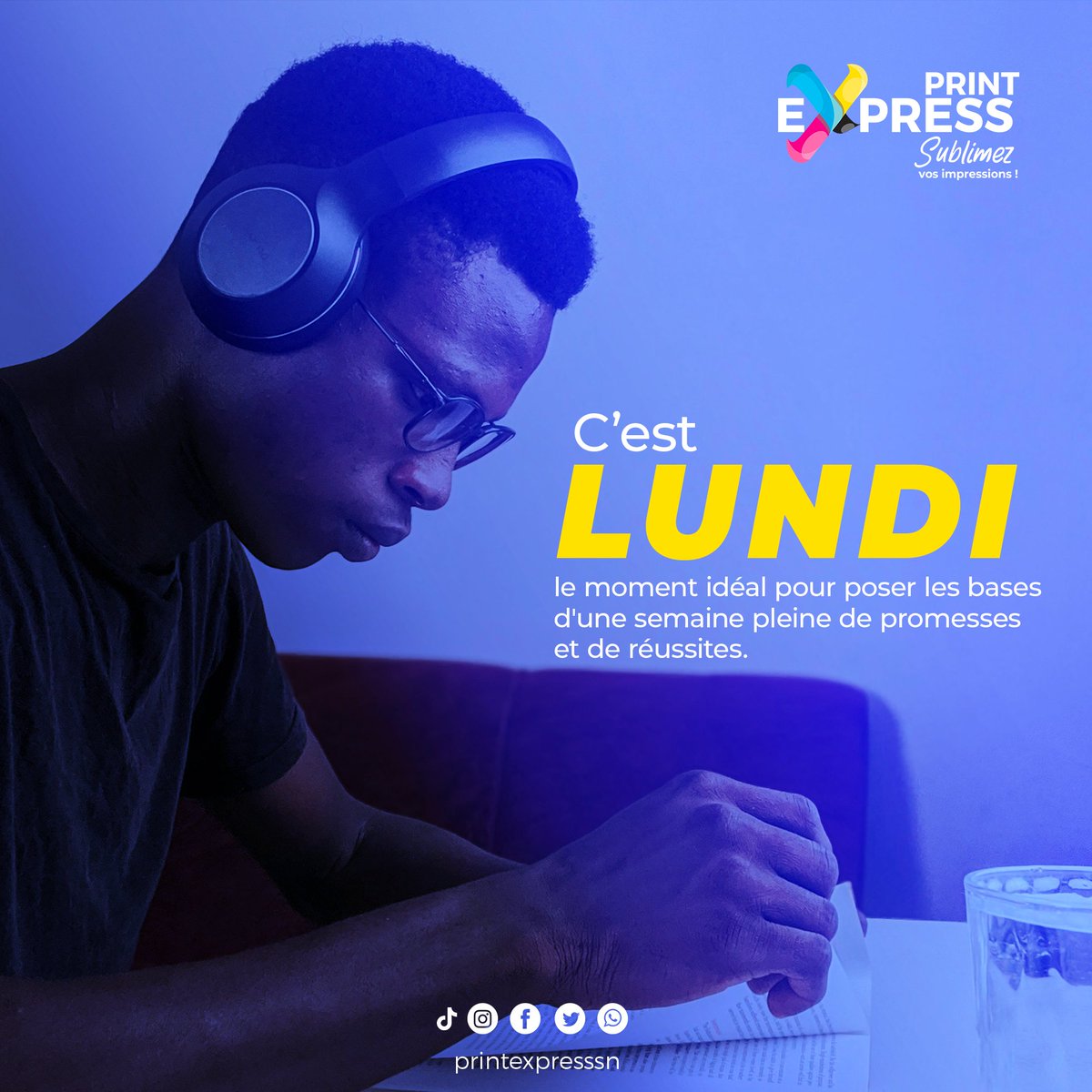 PrintExpressSN's tweet photo. Ce lundi, commencez la semaine avec énergie et des objectifs clairs. Chaque jour est une chance pour progresser et réussir. Bonne semaine ! 🌟 https://t.co/WsPlxRrkCL
