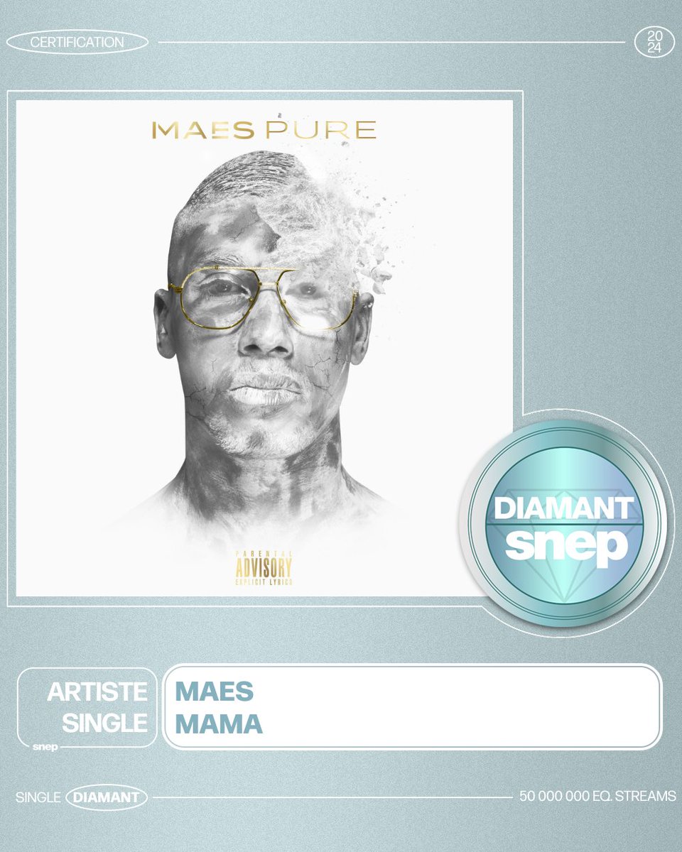 Le titre « Mama » de Maes est certifié Single Diamant ! 💎

50 000 000 équivalents streams 🎧

Bravo ! 👏