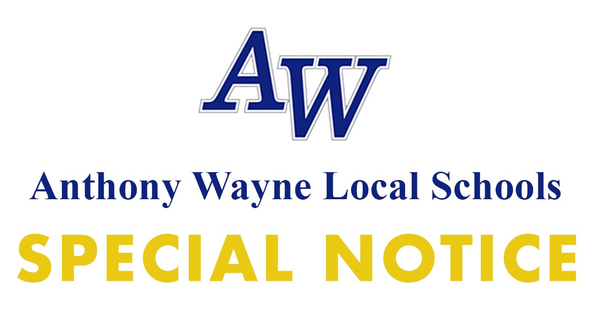 Reminder: At Noon on Tuesday, Aug. 20 we will test our school communications system. Parents and staff should receive a phone call, email and text message as a part of this test.

Report issues here:
anthonywayneschools.org/Communications