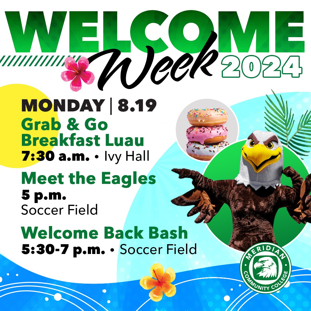 MCCEagles's tweet image. KICKIN OFF MONDAY! Welcome back to campus, Eagles! It's going to be a day full of fun - don't miss out. This is your chance to meet new Eagles and reconnect with friends.

We can't wait to see you!

#MccEagles #FindYourWings #WelcomeBackWeek #WelcomeEagles #Fall2024