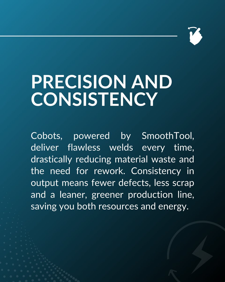 SmoothRobotics's tweet image. 🌱Did you know that modern welding techniques can help reduce waste and energy consumption? Discover in the images below how cobots and #SmoothTool contribute to sustainable manufacturing and help protect our planet 🌍Join the movement toward a more eco-friendly future with us!