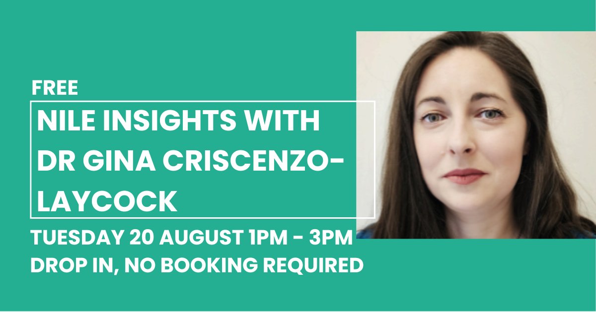 Drop in and see Dr Gina Criscenzo-Laycock from <a href="/GarstangMuseum/">Garstang Museum</a> and get some Nile Insights from the curator herself.

TOMORROW, Tuesday 20 August
1pm - 3pm
Drop in, no booking required.

FREE