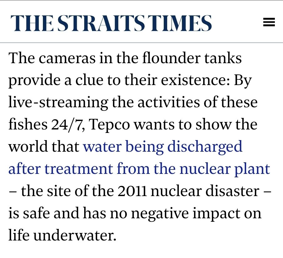 OskaArcher's tweet photo. "Japan’s seafood experiment clears the air on safety of water discharge from Fukushima #nuclear plant" ~ @straits_times #auspol https://t.co/h9JLWzAKQe