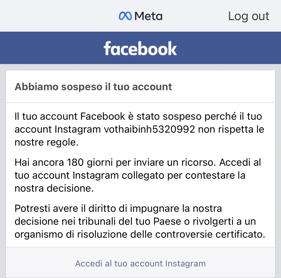 applexdesign's tweet photo. A chi altro è capitato? #facebook che ti sospende l’account privato perché un account instagram, che neanche conosci, ha violato le regole della community https://t.co/w3Kta69v3v