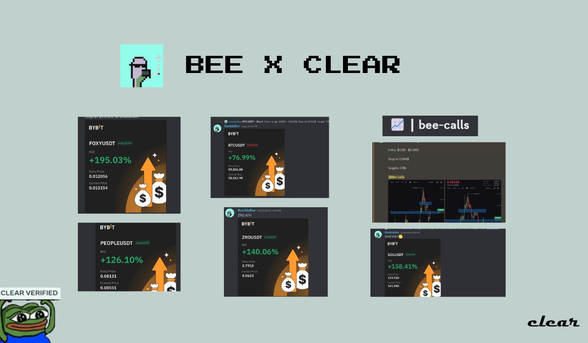 NEW CHANNEL ALERT 🚨

We have added <a href="/0x_Bumblebee/">BumbleBee</a> to navigate altcoin markets with us, an experienced trader with a proven track record providing market calls and valuable market analysis to CLEAR members. 

See yall inside the bee-calls channel. 

Stay clear 🫡