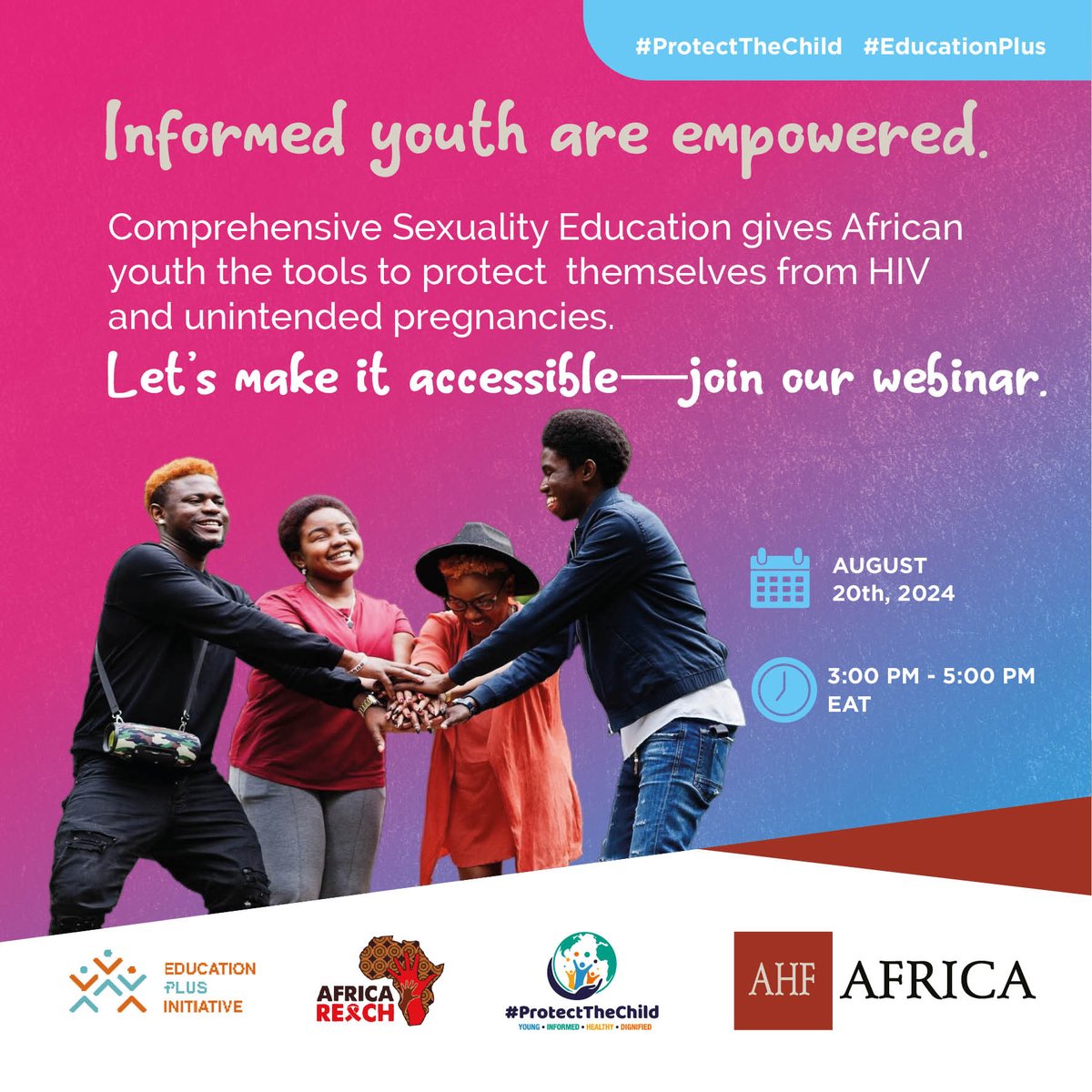 SemaKusudi's tweet photo. CSE equips youth with the knowledge to protect themselves from HIV and unintended pregnancies. How can we ensure this education is accessible to everyone? Join our discussion on 20/08/2024 at 3:00 PM EAT.

Register here: https://t.co/OSt5NTItxa

#ProtectTheChild #EducationPlus https://t.co/qZsD5HxGLi