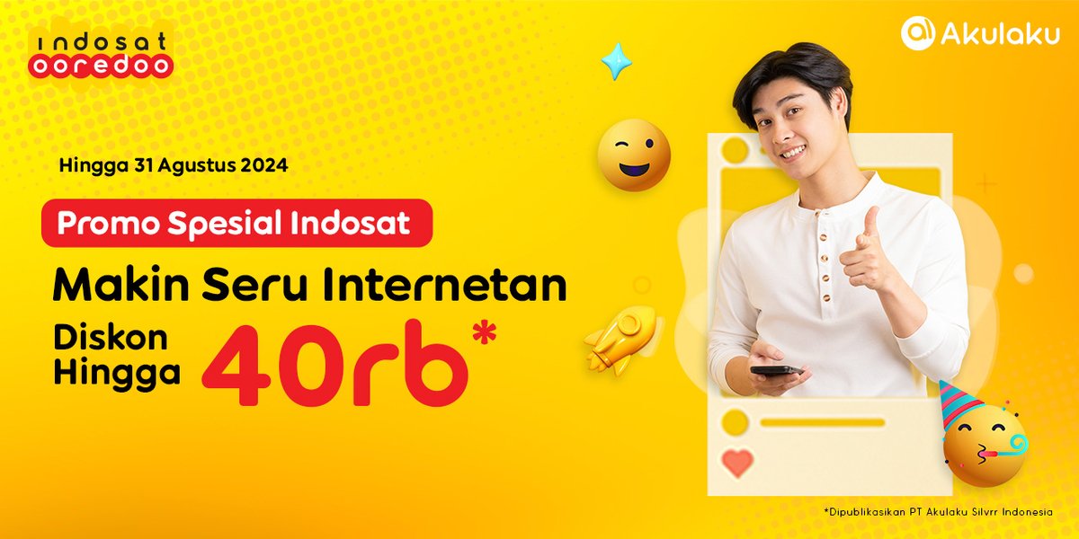 akulakuID's tweet photo. 🎊PROMO SPESIAL INDOSAT🎊
ALovers, ada DISKON HINGGA 40RB Freedom Internet dari Indosat nih 🤩💸
Jangan sampe lolos >> https://t.co/BZbH27t9ZF
#PromoVirtual #FreedomInternet #GilaDiskon #PromoSeru #AkulakuIndonesia https://t.co/LjsM7JlG7U