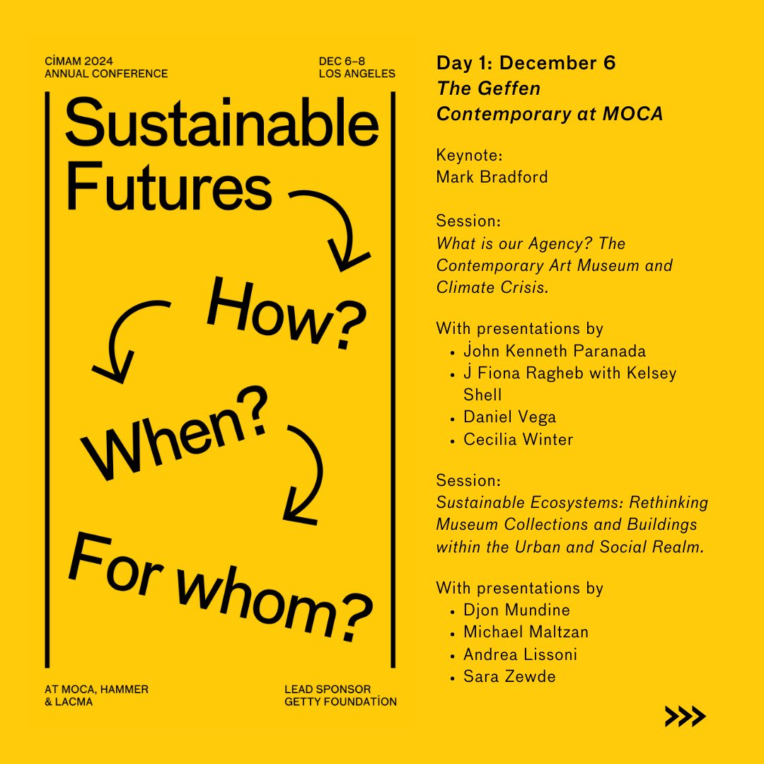 Day 1 Highlights #CIMAM2024 Annual Conference in Los Angeles. 
🗓️ December 6 📍 The Geffen Contemporary at MOCA <a href="/MOCAlosangeles/">MOCA</a> 
Join us for an incredible lineup &amp; Workshops, afternoon visits to the Getty Center, and PST Art exhibitions!
Register now! cimam.org/cimam-annual-c…