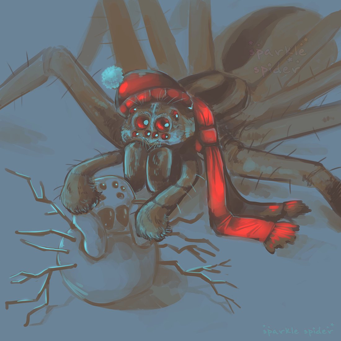 sparkle_spider's tweet photo. A wolf #spider building a snowman! A snowspider? Some #spiders want to enjoy #winter too! 🕷❄⛄

#art #artwork #drawing #illustration #wolfspider #digitalart #spiderart #spiderillustration https://t.co/sTfv5jYiVp