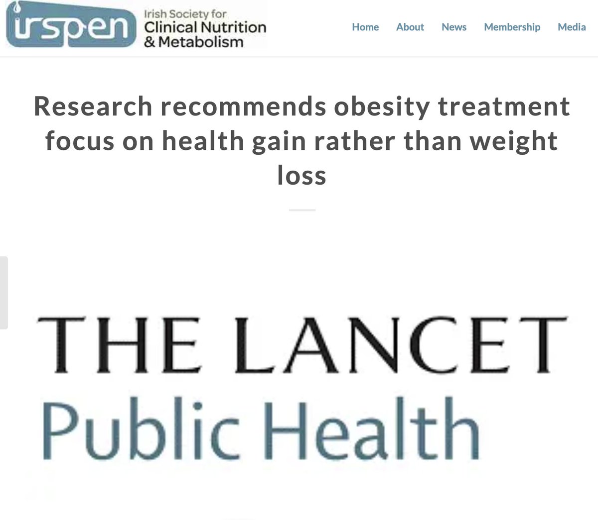 IrSPEN News – Research recommends obesity treatment focus on health gain rather than weight loss
irspen.ie/research-recom…