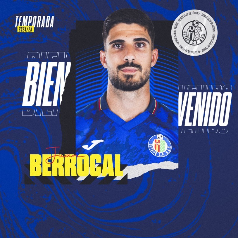 GetafeCF's tweet photo. 🫡 Juan Berrocal, nuevo jugador del Getafe C.F. 

El defensa llega procedente de la @SDEibar y firma por tres temporadas como azulón  🙌

🔛 ¡Bienvenido a casa, Juan!
