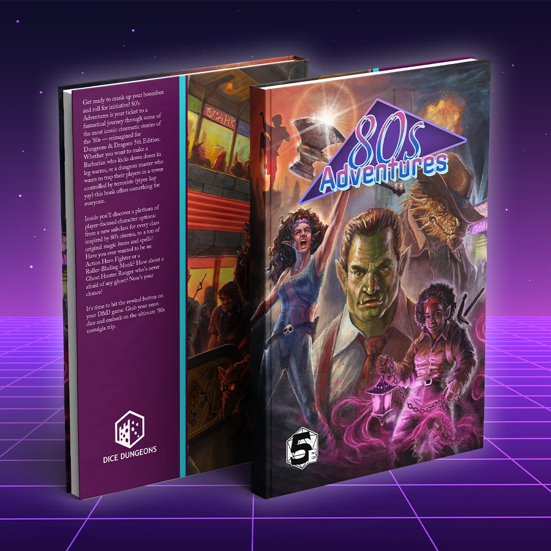 hyperstarter's tweet image. Dive into '80s Adventures, with a new 5E supplement! hprs.co/80s Packed with nostalgic thrills, new subclasses, and '80s-inspired magic items. #tabletopgaming #IndieGameDev #roleplayinggame