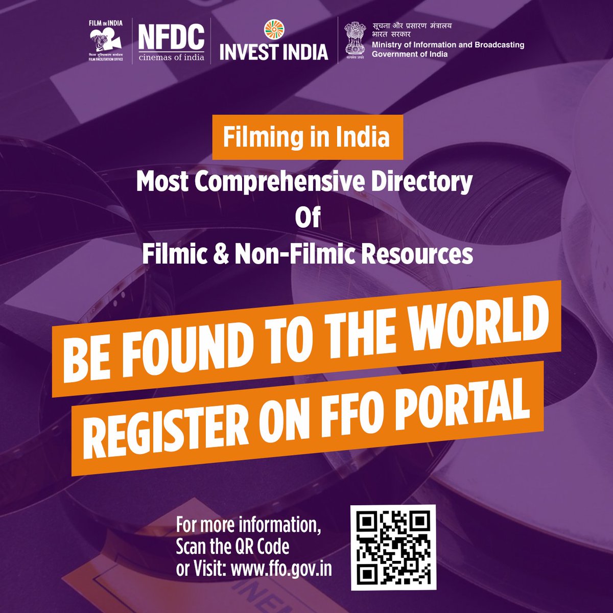 nfdcindia's tweet photo. Promote your film resources and get discovered globally by registering on the FFO portal, the most comprehensive directory for filmic and non-filmic resources in India. Visit: https://t.co/6ctIMx1993
#FilmIndia #FFOIndia #CinemasOfIndia #InvestIndia #FilmingResources https://t.co/X73MIgZ02W
