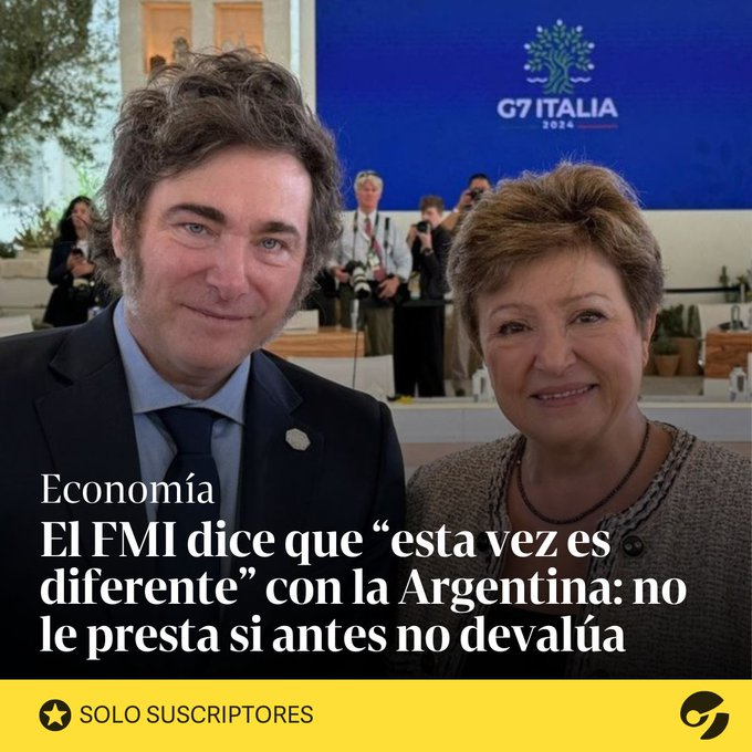TPA2027's tweet photo. Massa: me das US$ 7.500 mill para reventarlos en mi campaña y robarme otro tanto?
El FMI: obvio, tomá
Milei: hice toda la tarea y dejé en superávit la economía en 6 meses, necesito US$ 10.000 para salir del cepo, crecer y crear trabajo
El FMI:
#Perdio #Fiambrola https://t.co/aAzEkxyCUL