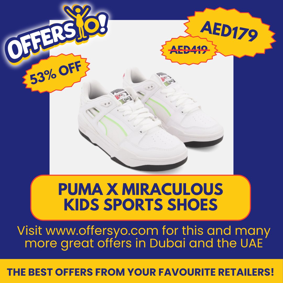 offersyo1's tweet photo. Today's top deal! Incredible discount on the Puma x Miraculous Kids Sports Shoes! Head over to https://t.co/lLIrAXrgt7 to find more great offers from your favorite stores! #uae #dubai #offersyo #OffersUAE #sale #shoes #puma #backtoschool #kidsshoes #school #backtoschoolstuff https://t.co/P1mDbF6Zvx