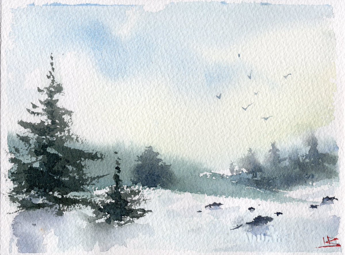 ibart75's tweet photo. These 2 pics were made as a gift to an old friend. A bit of snow in the middle of summer heat❄️#art #watercolor #ArtCollectors #inspiration #gallery #painting #white #snow https://t.co/EoHDm8Xwgr