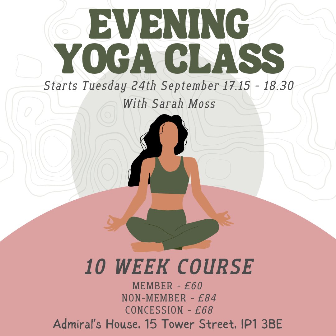 The Autumn term sees many new courses at the Ipswich Institute, and one of those is Evening Yoga!!

This course can be booked now online NOW
(ipswichinstitute.org.uk) or in person at the Library front desk.