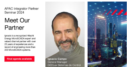 GEDLux's tweet photo. Our General Manager, Ignacio Campo will be a keynote speaker at the Hitachi Energy APAC Integrated Partner Seminar in Kuala Lumpur. #hitachienergygridautomation https://t.co/h3SAFg0ID2