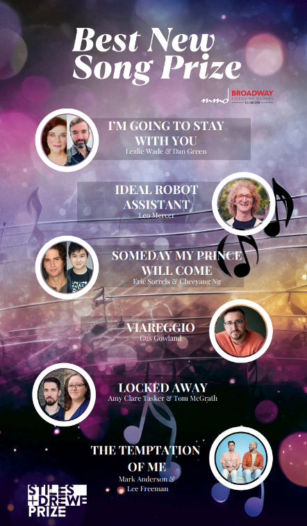 MercuryMusicals's tweet image. MMD and @StilesandDrewe in partnership with Broadway Licensing Global (@BwayLicensing) are delighted to announce the finalists of this year’s Stiles + Drewe Best New Song Prize, which will be celebrated in concert at @TheOtherPalace on Monday 2nd December!💫