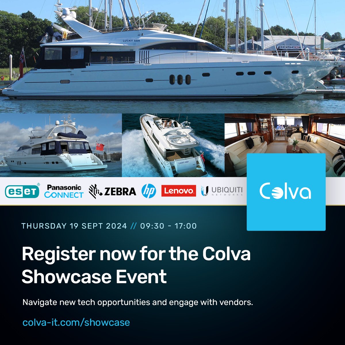 ColvaLtd's tweet photo. 🌊 All aboard luxury superyacht, The Lucky Ash! 🌊 Join business leaders and top tech experts aboard this stunning 23m Princess superyacht. Enjoy VIP access, gourmet food, and cutting-edge tech. Register now: https://t.co/jclJMNBAqX https://t.co/hTa340jLLt