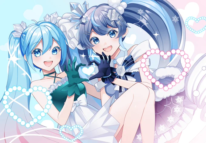 みくりすたるちゃんと雪ミク2025のクリスタルちゃん#雪ミク2025 
