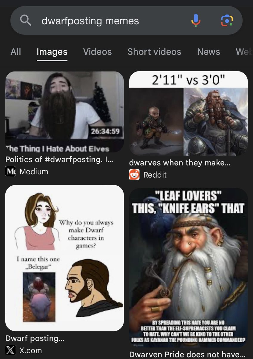 DrBangrim's tweet photo. My dwarf meme made it to top 3 google search 👍 https://t.co/iHiP5zF2oS
