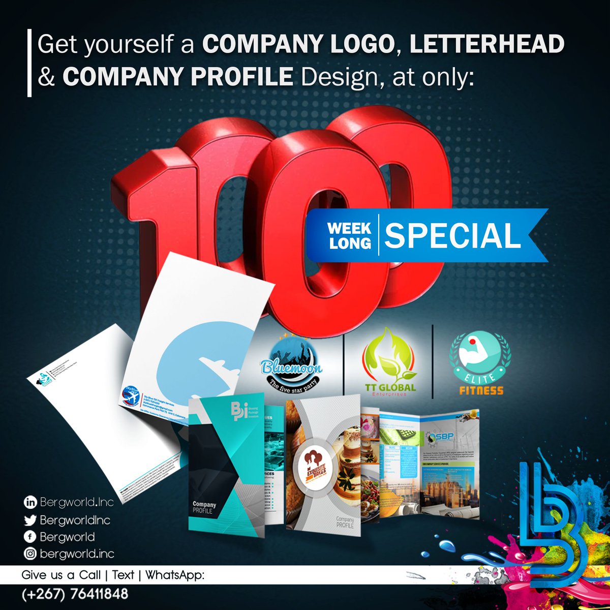 BergworldInc's tweet image. From today until next week Monday, get yourself this combo: Company logo, Letterhead &amp;amp; Profile design, at only P1000.

wa.me/c/26776411848

#GraphicDesignSpecial
#PushaBW
#SupportLocalBW