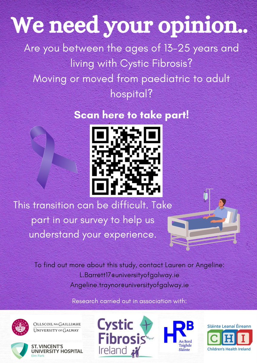 Angeline Traynor (@angelinetraynor) on Twitter photo Your opinion is needed. What do you think about transition from paediatric to adult services for PWCF? Our survey is open internationally to young people aged 13-25yrs living with CF. Scan the QR code or visit: pathwaysresearchstudy.com <a href="/cf_ireland/">CF Ireland</a> <a href="/eupatientsforum/">European Patients' Forum</a> <a href="/cftrust/">Cystic Fibrosis Trust</a> Your opinion is needed. What do you think about transition from paediatric to adult services for PWCF? Our survey is open internationally to young people aged 13-25yrs living with CF. Scan the QR code or visit: pathwaysresearchstudy.com <a href="/cf_ireland/">CF Ireland</a> <a href="/eupatientsforum/">European Patients' Forum</a> <a href="/cftrust/">Cystic Fibrosis Trust</a>