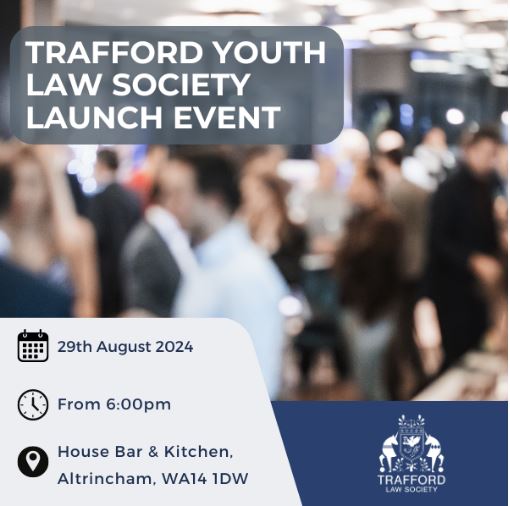Join us at the #Trafford Youth Law Society launch event on 29/8/24.

The evening will provide an opportunity to meet &amp; network with other young #lawyers from the area, whilst discussing the types of future events that you would like to see from TYLS.

eventbrite.com/e/trafford-you…
