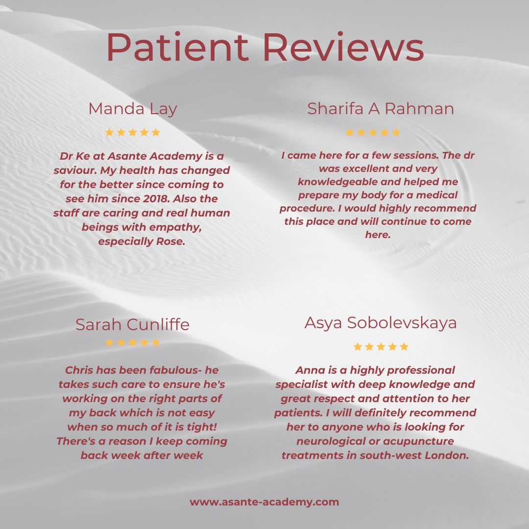 At Asante, we pride ourselves on providing the highest level of care for our patients.

#chinesemedicine #chinesemedicineworks #tcm #acupuncture #herbal #tuina #googlereview #healing #health #wellness #holisitichealth

asante-academy.com
info@asante-academy.com