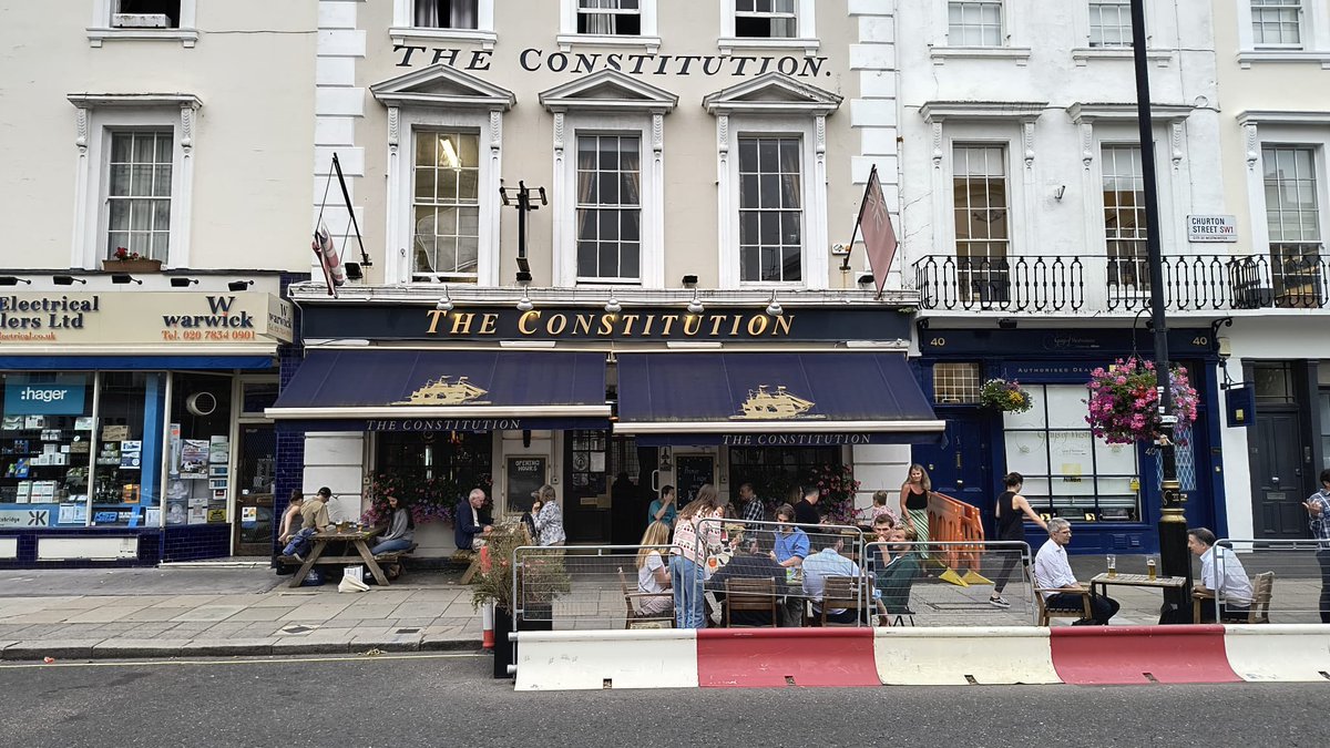 PubsSaving's tweet image. The Constitution #pub 42 Churton Street #pimlico Nice to see the local council supporting a streatery outside the pub, with additional seats.