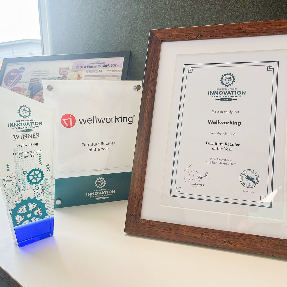 Thrilled to be named as the Furniture Retailer of the Year at the Innovation &amp; Excellence Awards 2024! Lovely to have recognition of our commitment to delivering top-quality furniture solutions and customer service. Thank you to our team, customers, and supportive partners!🌟