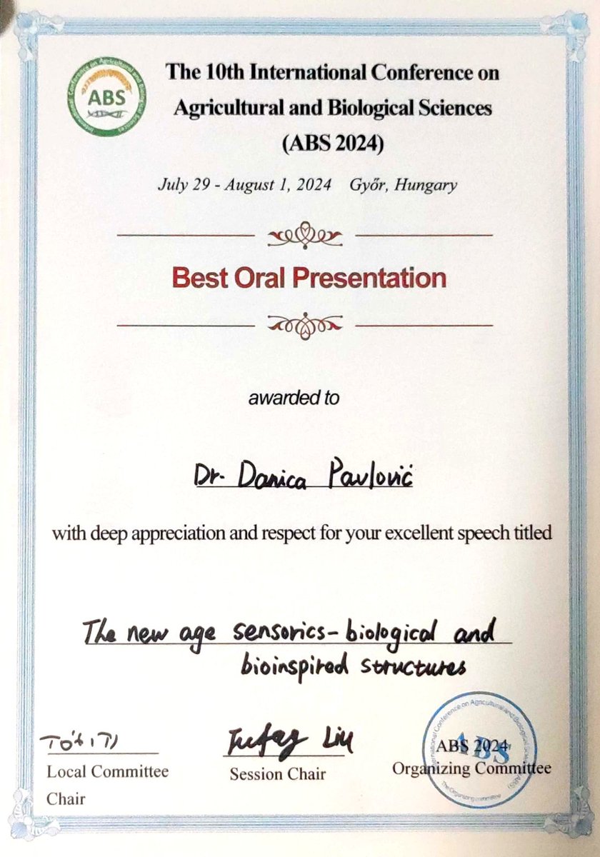 BioQSense's tweet photo. Award for the best oral presentation at #ABS 2024 for Dr Danica Pavlovic and her BioQantSense related presentation 👏
More at https://t.co/gzqnolY9iY

#twinning #HorizonEU #EUfunds #OpenScience #research #quantumholography #conference #knowledgetransfer @REA_research https://t.co/EJJFfFI1Rm
