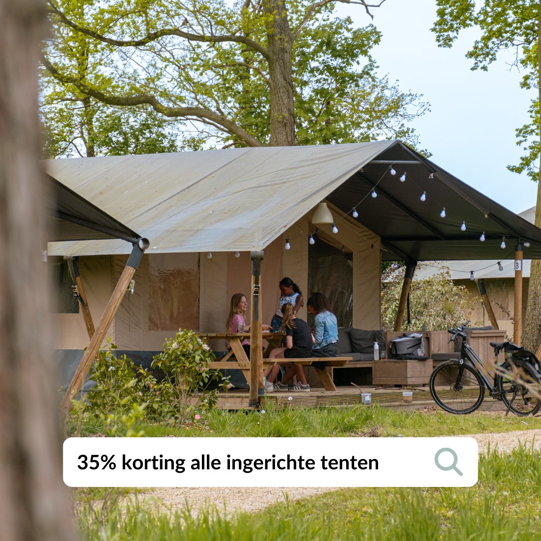Je krijgt tot aan 31 augustus wel 35% korting op alle ingerichte tenten! 

Ook op kamperen en andere objecten hebben we een leuke korting van wel 25%. Dus waar wacht je nog op?! 

Boek nu heel snel, want vol = vol! 👉🏻 betteldzelhem.nl/reserveren
